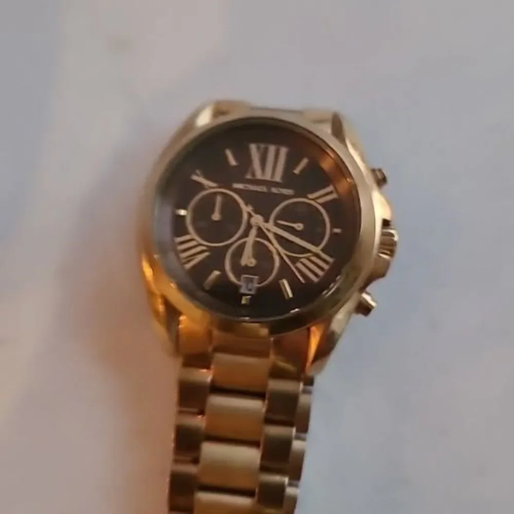 Michael Kors Bradshaw Chronograph Gold Stainless Steel Watch, Black Dial,